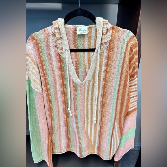 new in Tops - Oatmeal Striped Knit Hoodie